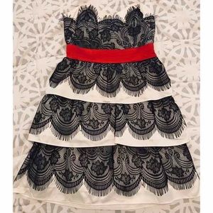 Black, white, & red lace homecoming dress!